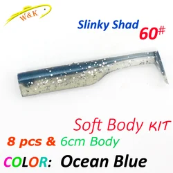 Enhanced Fishing Lure Kit - Slinky Shad Soft Lures with Jig Heads for Rock and Mud Minnow Fishing (BAG Ocean Blue)