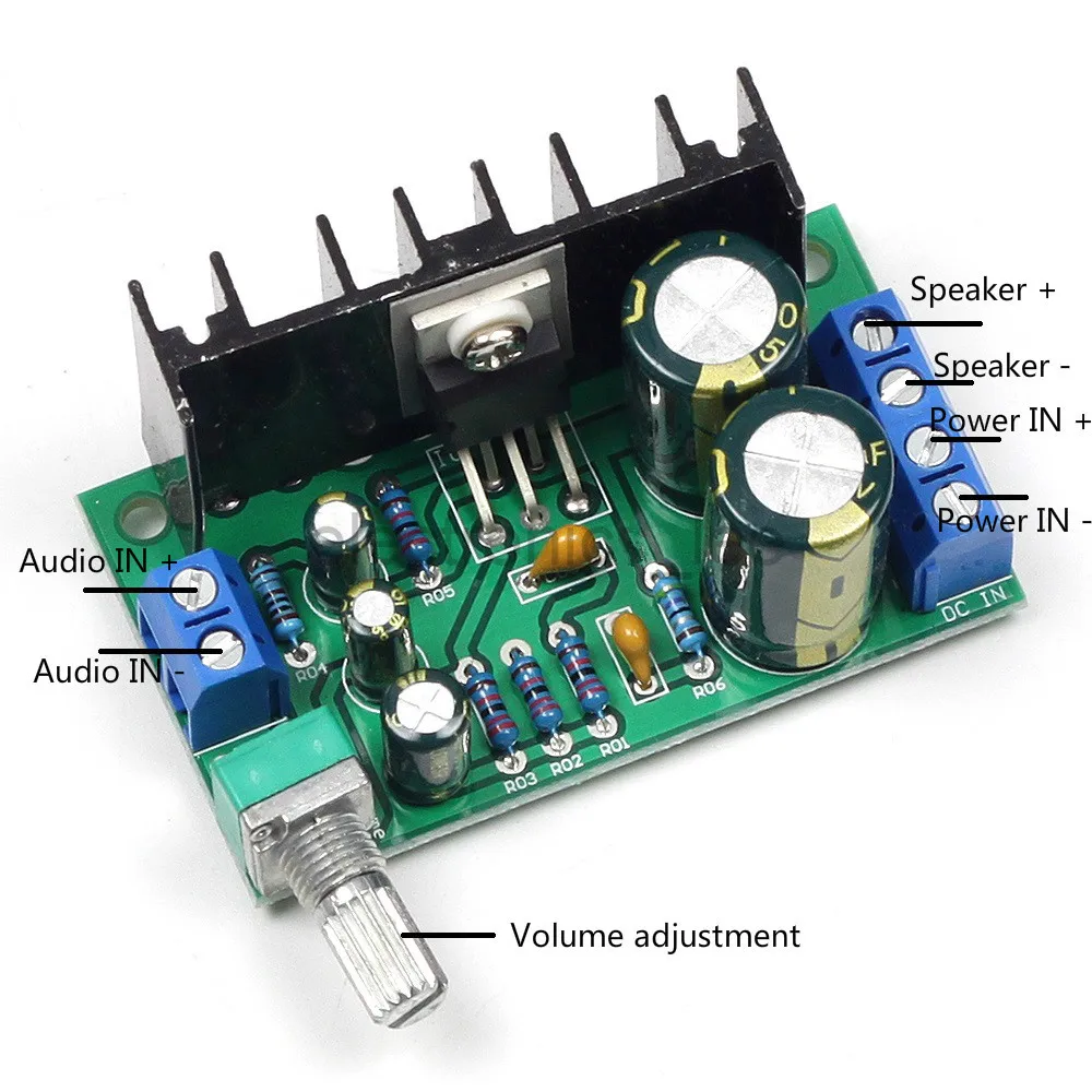 Audio Amplifier Board TDA2050 Mono Audio Power Amplifier Board Module DC/AC 12-24V 5W-120W 1-Channel