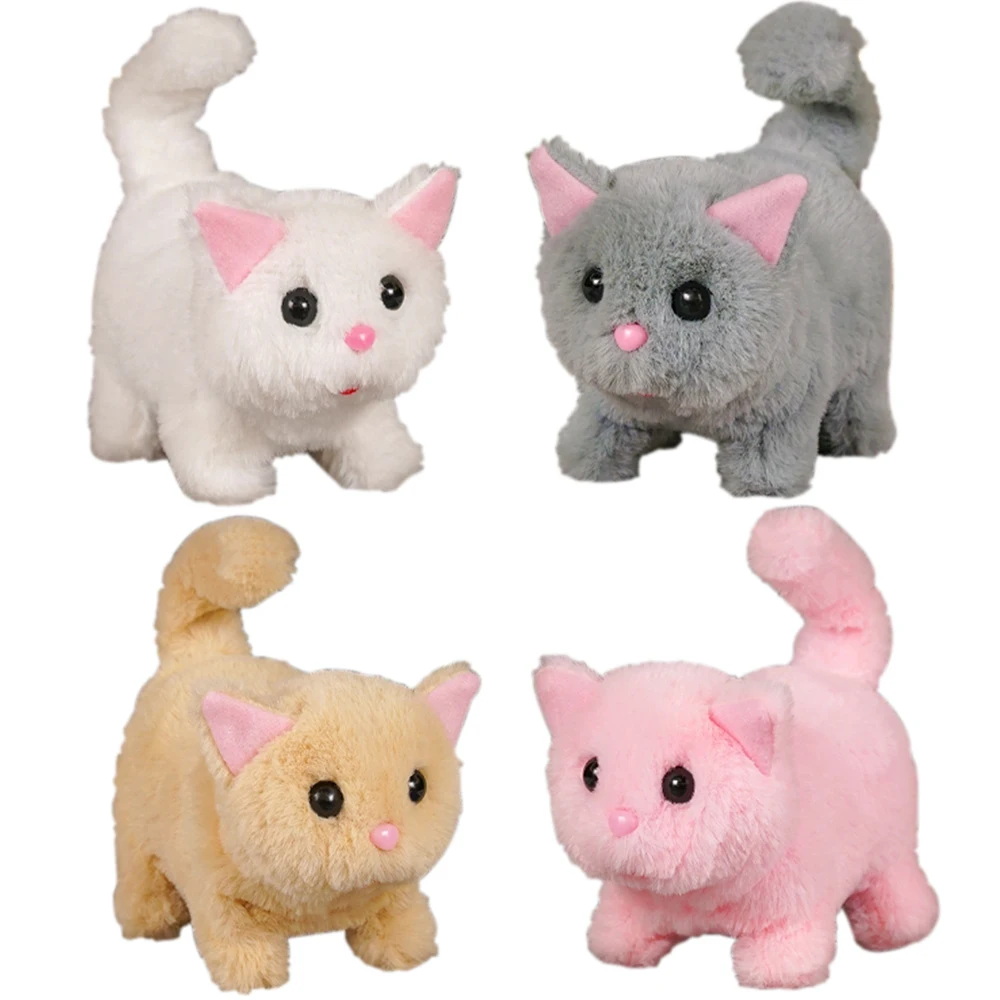 Interactive Cat Plush Toy Electronic Stuffed Doll Toy Walking Tail Wagging Head Shaking Boys Girl Birthday Holiday Gift cat toy