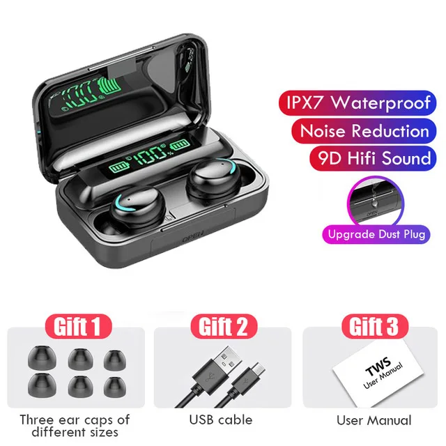 R3 TWS Bluetooth Headphones Music Earpieces LED Power Display
