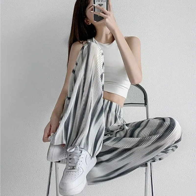 Women Sweatpants Wide-legged Pants Streetwear Korean Pleated High Waisted Trouser Y2k Pants Kawaii Clothing Tie-dye Loose New