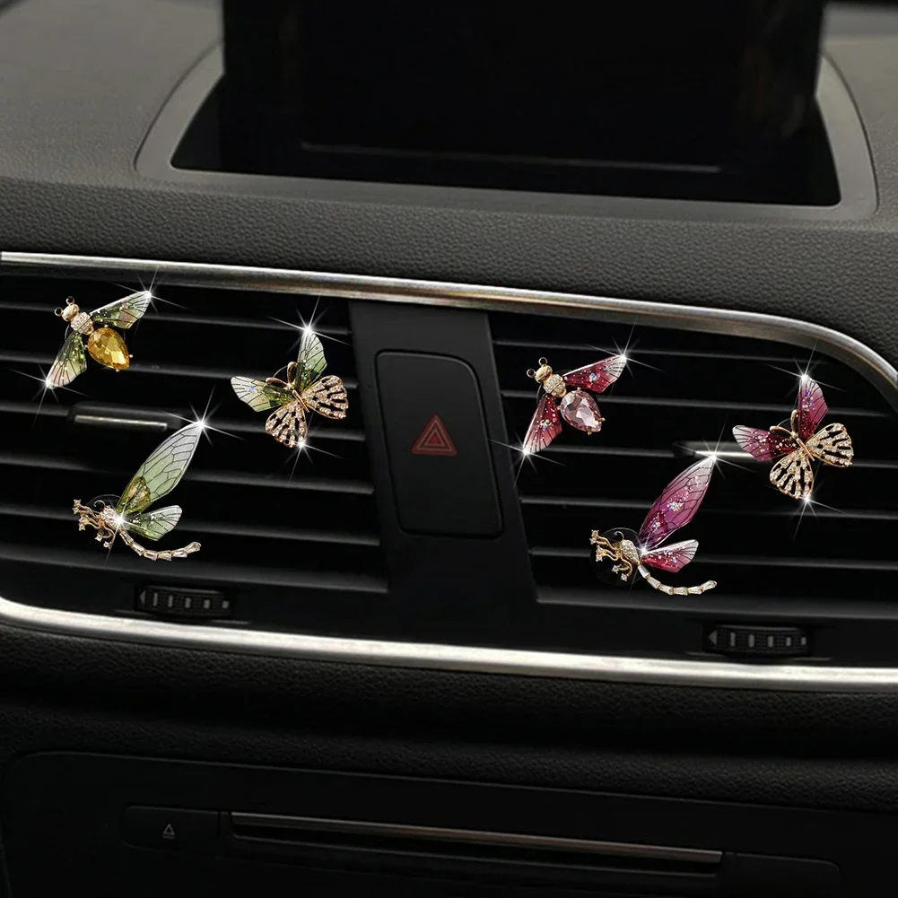 Dragonfly Rhinestone Car Air Freshener Clip