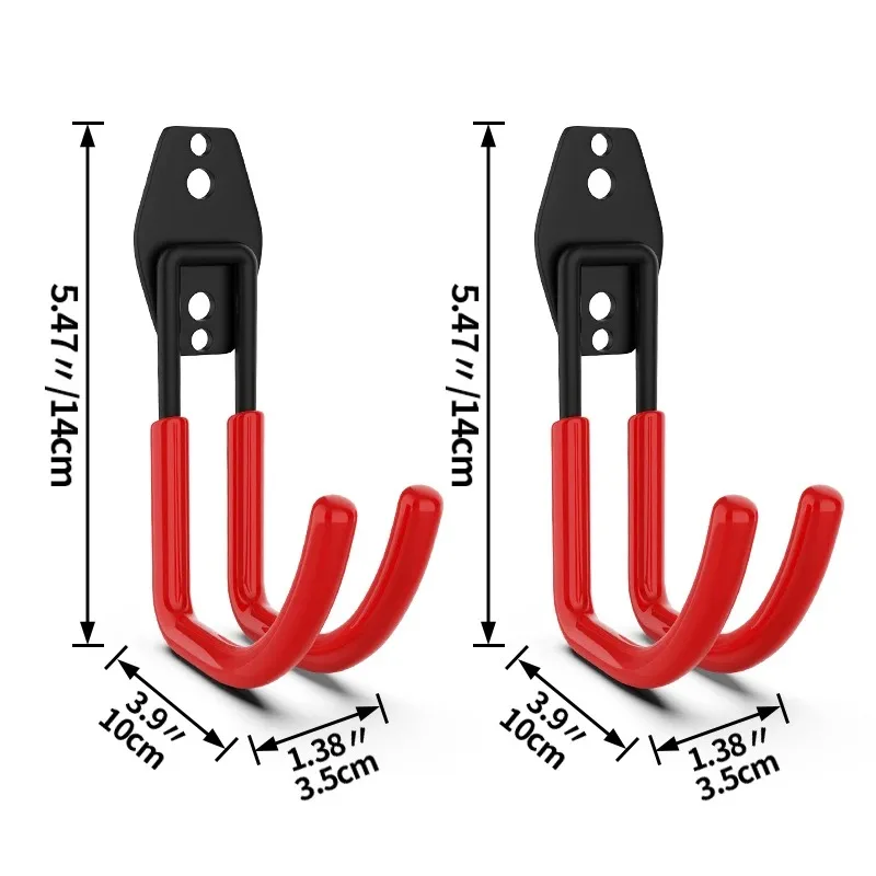 Heavy-Duty Wall-Mounted Non-Slip Metal Hook Set for Garage and Garden Tool Storage
