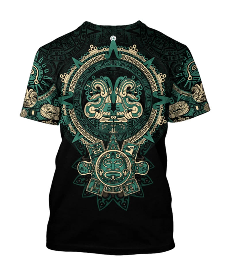 

Summer Trend Harajuku Mexican Aztec Quetzon Men's Casual Vintage T-shirt Street Fashion Retro O-neck Loose Senior 3D Printed Top