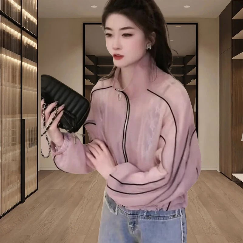 2024 여름 새로운 여성 야외 캐주얼 들어 갔어 의류 자켓 몸집이 작은 자른 Uv 보호 유행 짧은 코트