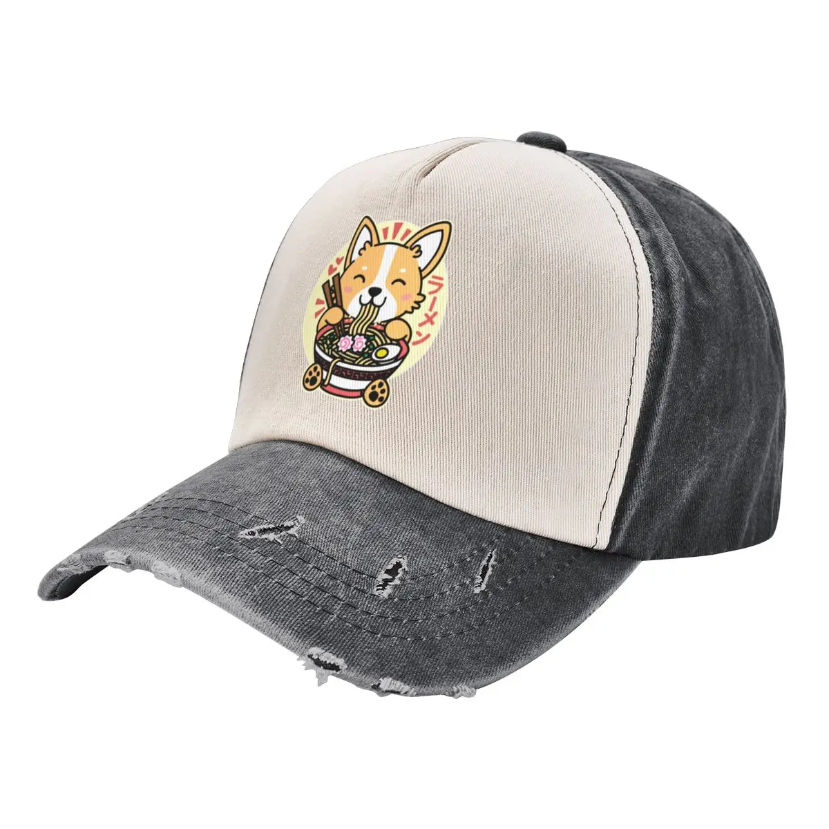 

Corgi Eating Ramen Cute Kawaii Noodles Baseball Cap beach hat funny hat Man Women's