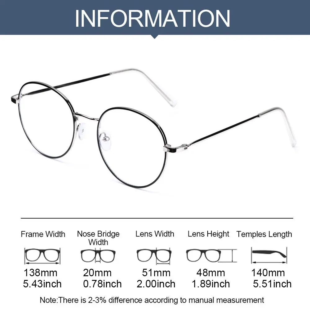 Retro Chic Anti-Blue Light Oval Metal Frame Designer Glasses