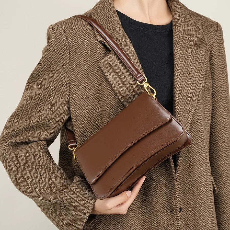 High-end Retro Armpit Bag, Niche Versatile Shoulder Bag, Fashionable Crossbody Bag, Cowhide Bag for Women