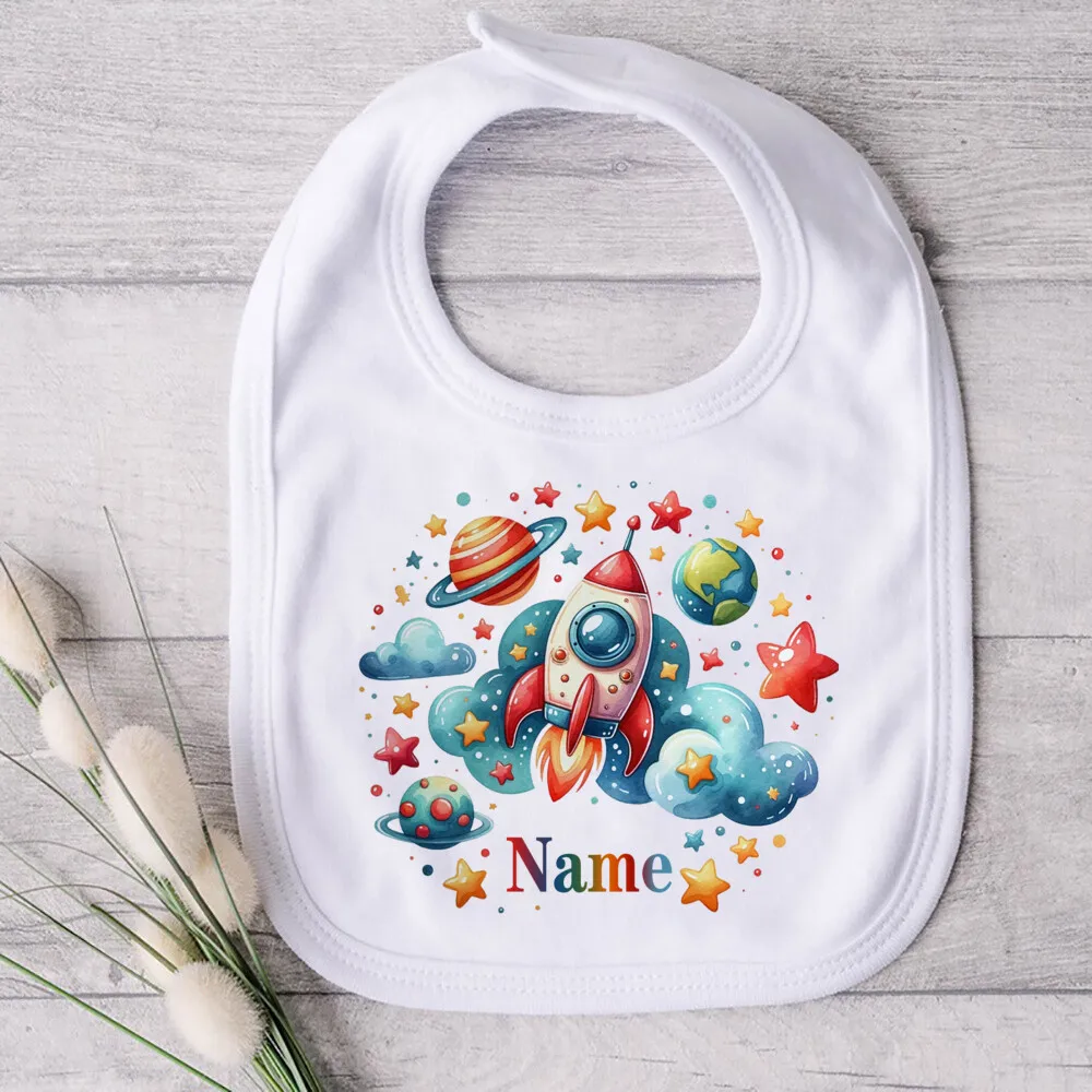 Personalised Baby Bibs Custom Dinosaur Unicorn with Name Boys Girls Cotton Bib Newborn Saliva Towel Cute Bib Infant Shower Gift 5