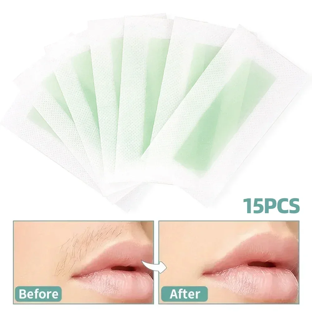 15Pcs Facial Summer Professional Hair Removal Wax Paper For Ladies Face Lip Sticker Non-Permanent Mustache Lip Hair Remover hair removal wax hair removal wax paper