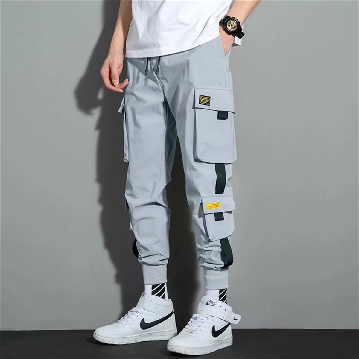 Fashion Multi Pocket Drawstring Cargo Pants Men's Casual Cargo Pants For Summer Autumn Outdoor Hip Hop Sweatpants Men Women 5