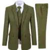 Men's 3 Piece Suits Bussiness Formal Notch Lapel Groomsmen Woolen Plaid Tuxedos for Party Activities Wedding (Blazer+Vest+Pant)