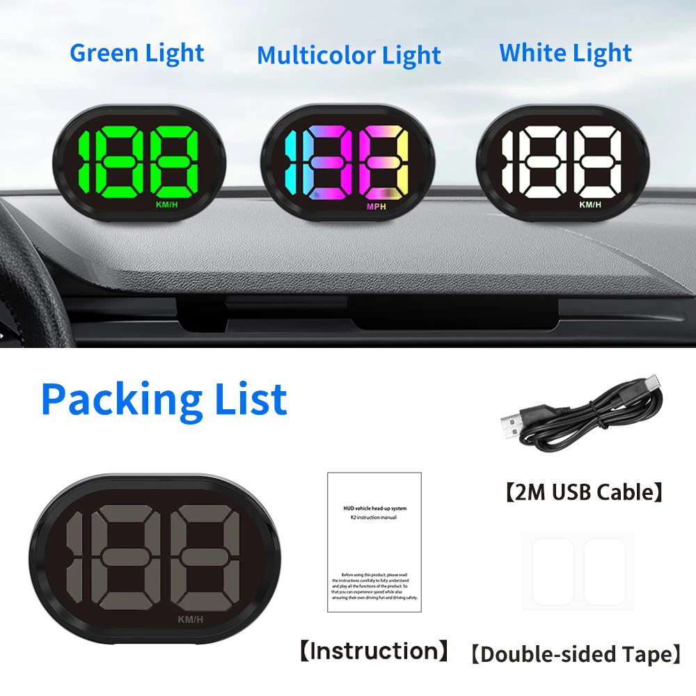 Écran Tête Haute (HUD) Pour Voiture - Compteur De Vitesse GPS, Affichage Vitesse/direction, USB Plug & Play - Universel Pour Voiture, Moto, Camion