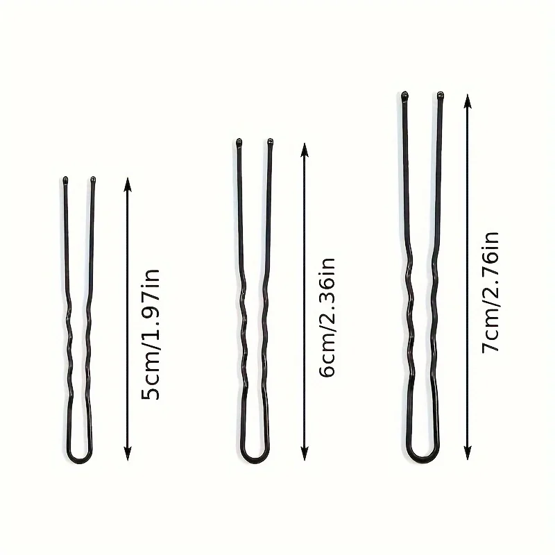 50PCS U Shaped Hair Pins Black Wave Bobby Pin Hair Bobby Pins for All Types Accessories for Women Lady Girls 5/6/7CM