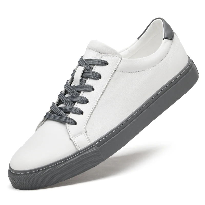 Pure Black Skateboarding Shoes Men Genuine Leather Sneakers Casual Flat Shoes Plus Big Size 48 49 50 Spring Autumn High Quality 3