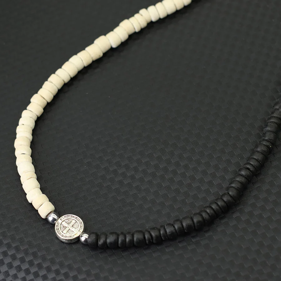 Men Coconut Husk Wooden Beads Tiger Eyes Necklace