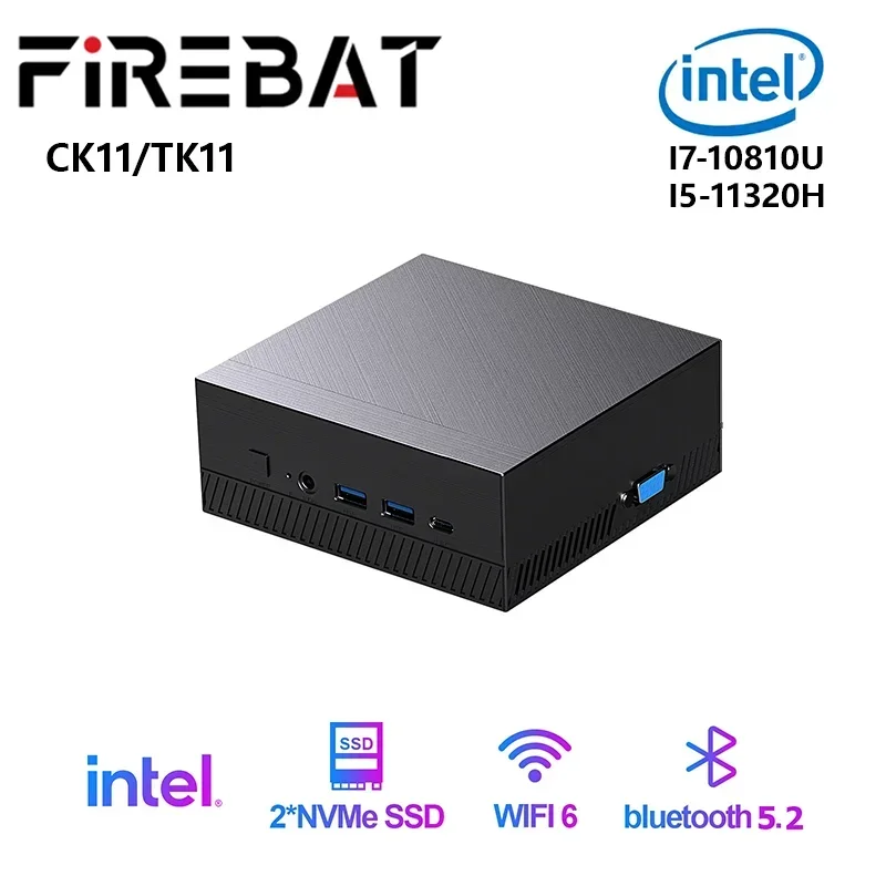 

Игровой мини-ПК FIREBAT CK11 TK11, Intel I7-10810U Windows 11 DDR4 SSD Мини ПК WIFI6 BT5.2, игровой настольный компьютер