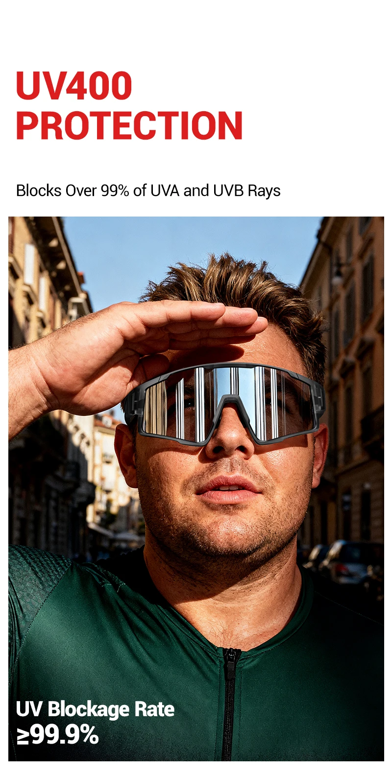 KAPVOE Große Photochrome Radfahrbrillen für Große Köpfe Sonnenbrillen mit Farbwechsel Radfahrbrillen für Outdoor-Sportarten – Detail 4