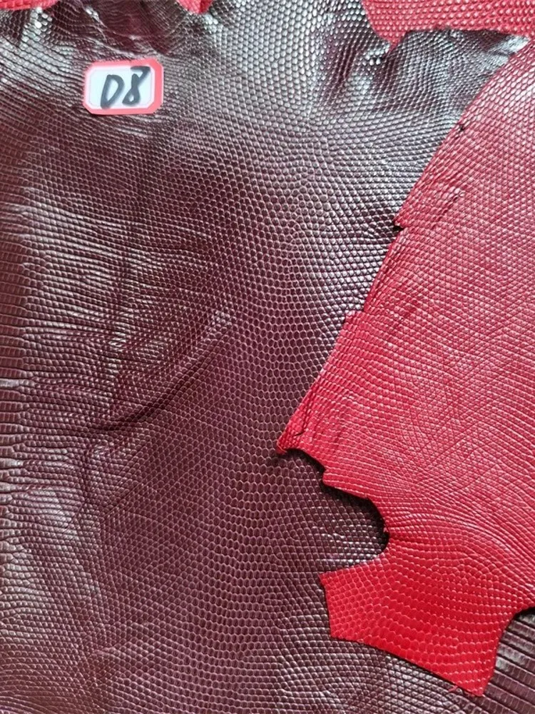 Red Lizard Skin Material DIY Accessory For Phone Case Wallet Genuine Leather Leathercraft Good Quality Piece Fabric