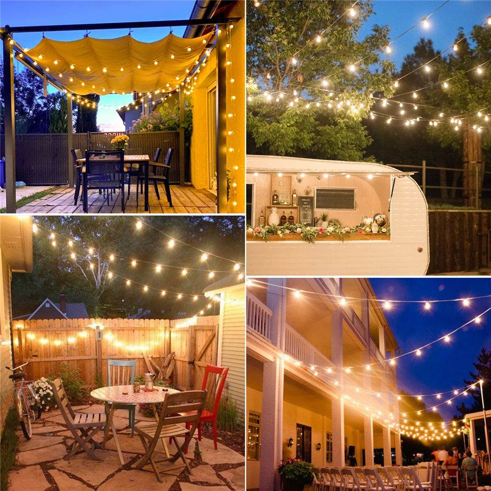 25Pcs G40 LED String Light Bulb Replace 120V/220V Led Bulb E12 Base Socket Holder Bulb For Home Garden Decoration