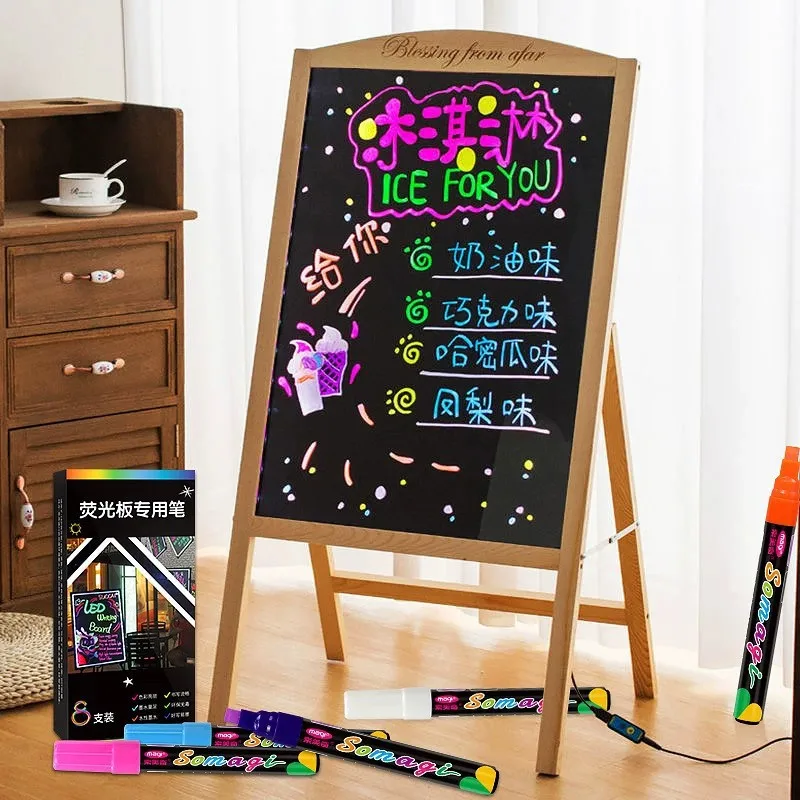 Highlighter Pen Magic Pen Magic Light Pen Marker Pen 8 Colors/Set Fluorescent Pen Lamp Board Pen LED Fluorescent Board Luminous Advertising Can Wipe Liquid Chalk