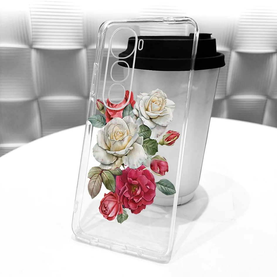 Transparent Silicone Slim Phone Case with Fashionable Floral Design