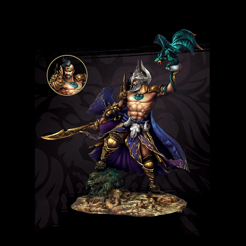 

Полимерный солдат 1/24 75 мм, статуэт человека-Фэнтези, модель стойки, несобранная Неокрашенная фигурка, набор для строительства