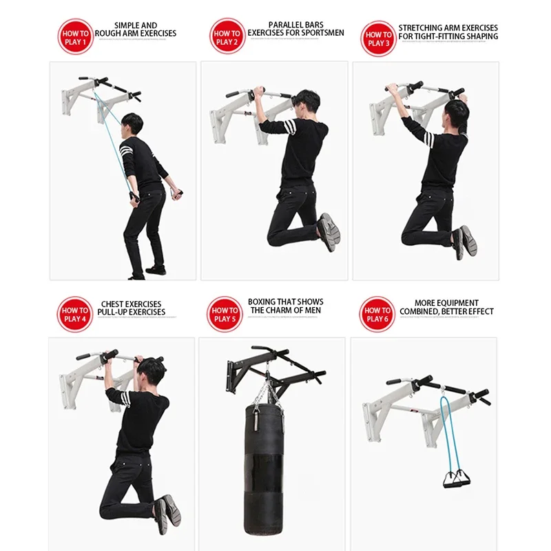 65 Wall Horizontal Bar Steel Plate Pull Up Device Wall Chin Up Bar Single Parallel Bars Sandbag Shelf Indoor Fitness Equipment