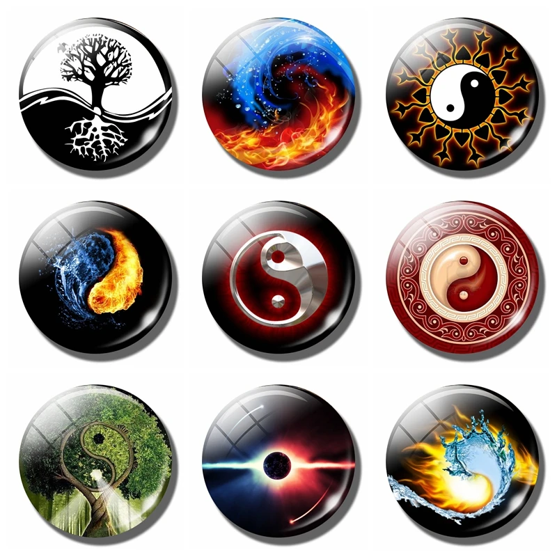 Chinese Yin Yang Eight Diagrams 30MM Fridge Black and White