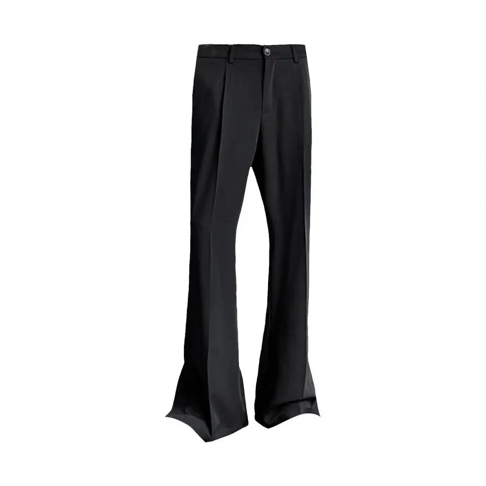 Description Picture 5 of itemMen Solid Color Suit Pants Versatile Men's Suit Pants Wide Leg Mid Waist Pockets for Office Wear Business Style Trousers Men