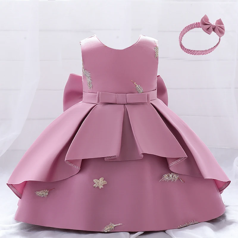 Toddler Baby Girl Birthday Princess Dresses Newborn Wedding Party Dress For Girls Infant Embroidery Bow Summer Clothes 12M 5Y 1