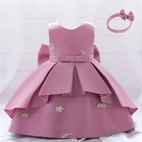 Toddler Baby Girl Birthday Princess Dresses Newborn Wedding Party Dress For Girls Infant Embroidery Bow Summer Clothes 12M 5Y 1