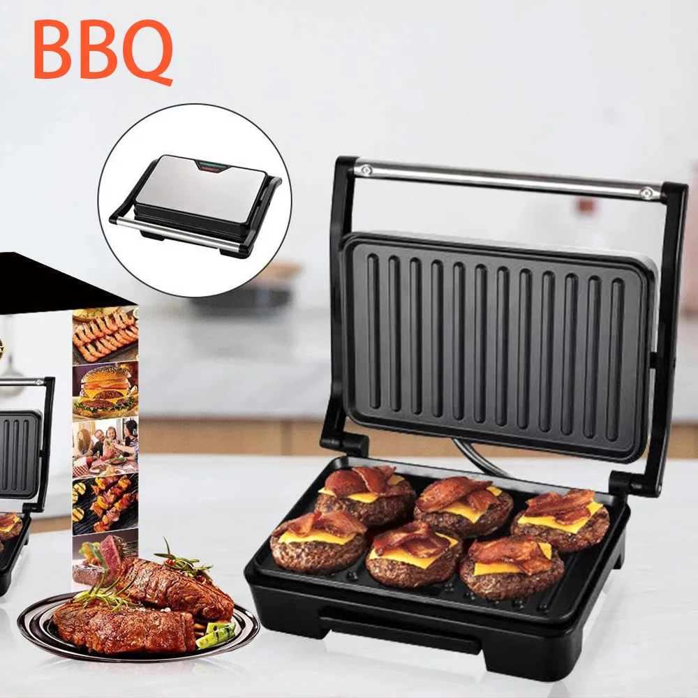 Barbecue machine Steak BBQ European and American sandwich Waffle Heating electric baking pan bread light food machine electric griddle