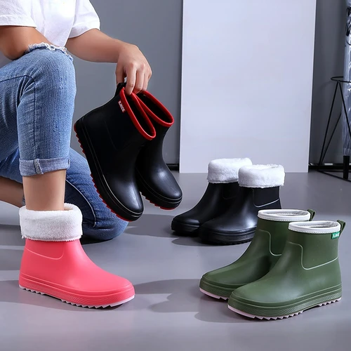 장화 여성 방수 고무 신발, 패션 발목 정원 Galoshes, 여성 작업 비 신발, 고무 장화, 여성 신발 2