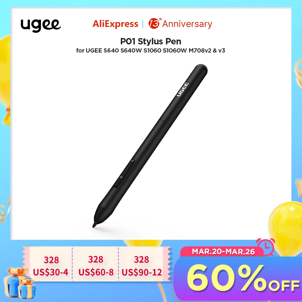 UGEE-그래픽 드로잉 태블릿 무선 스타일러스 펜, 8192 단계 압력에 민감한 연필 배터리 없음
