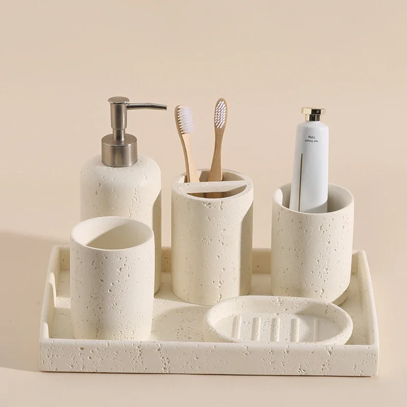 Bathroom Lotion Bottles Toothbrush Holders Trays Toiletry European Home Bathroom Products Hotel Electric Toothbrush Shelves bathroom accessories set