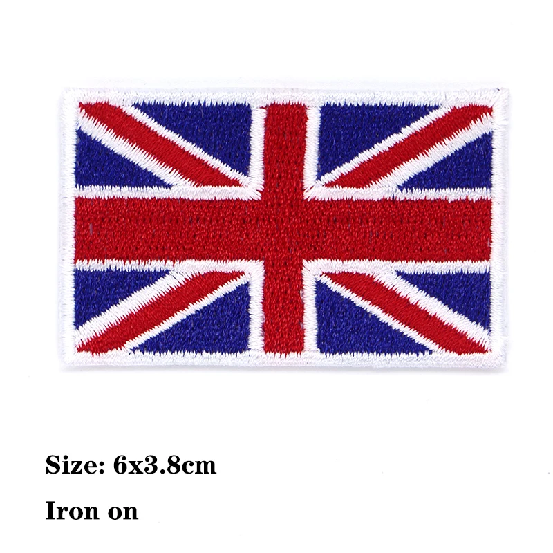 High end Canada United States British flag icon Embroidered Applique Patches For kawaii clothes DIY Iron on Badges on a backpack