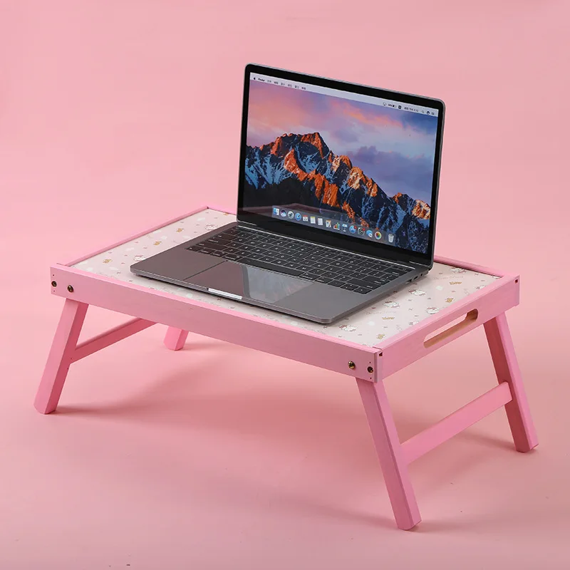 Simple Foldable Laptop Computer Desk, Bed Use, Lazy Student Dormitory, Study Table, Small Table bed use desktop laptop computer desk dormitory desk lazy convenient desk two layers of storage shelves office furniture oranment