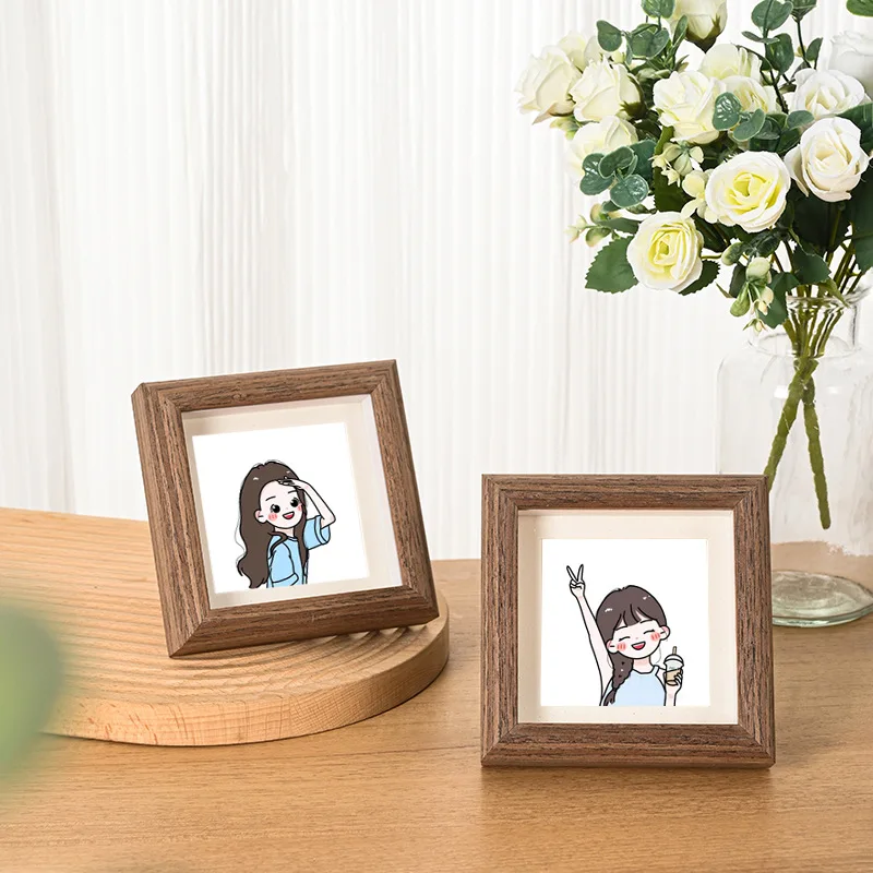 Wooden Square Photo Frame Handmade Tabletop Display