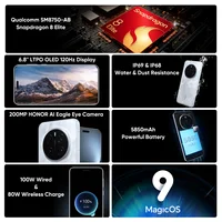 【World Premiere】Global Version HONOR Magic7 Pro 5G Smartphone Magic 7 Pro Snapdragon 8 Elite 120Hz OLED Screen 100W Fast Charge 2