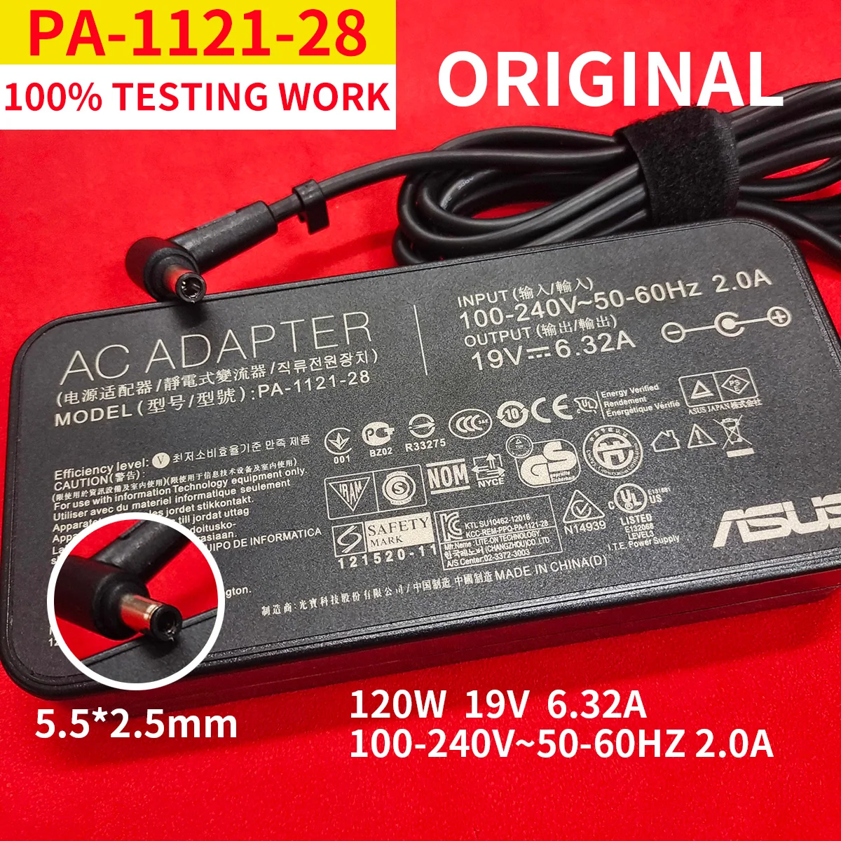 

19V 6.32A 5.5*2.5mm 120W Power AC for Asus PA-1121-28 ADP-120RH B ASUS N750 N500 G50 N53S FX50J