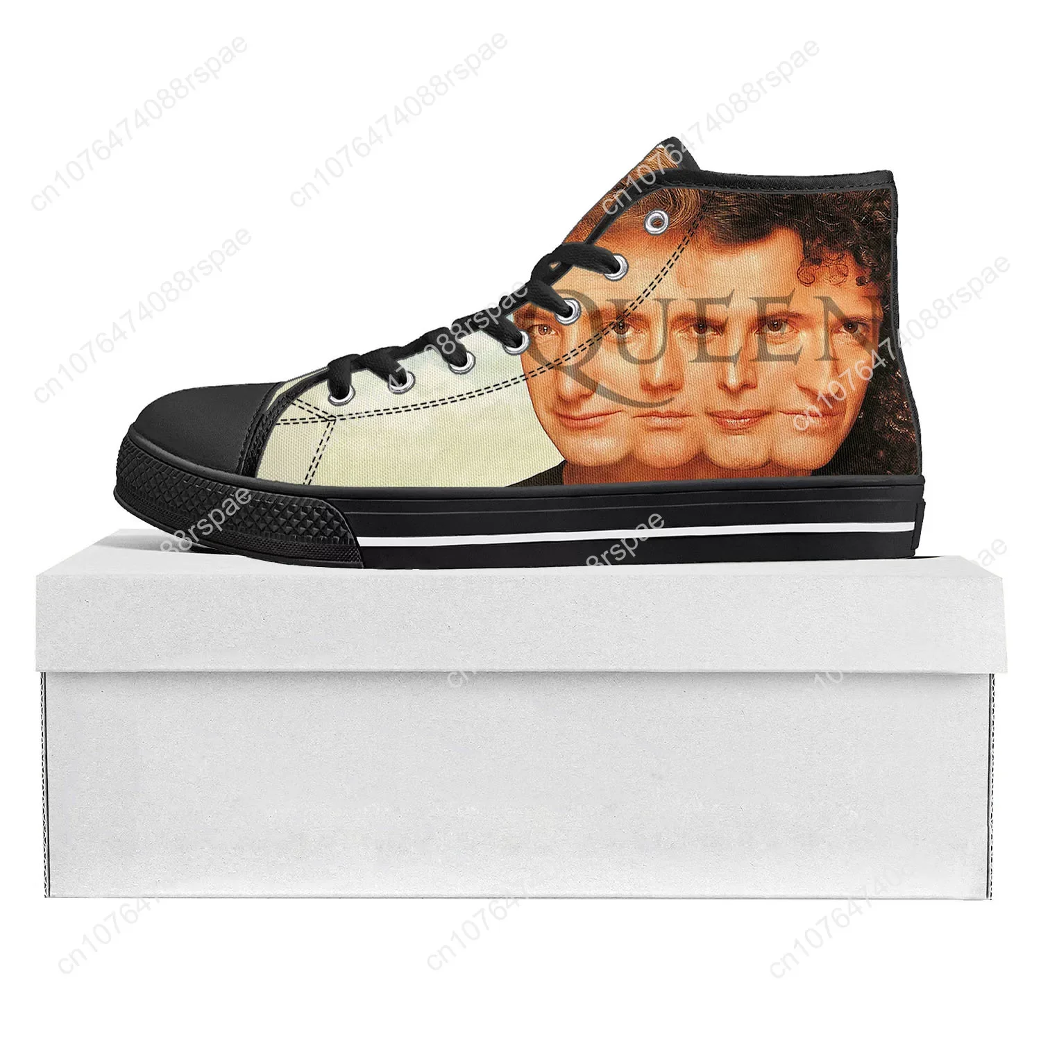 Queen Rock Band Fashion High Top High Quality Sneakers Mens Womens Teenager Canvas Sneaker Casual Couple Shoes Custom Shoe Black