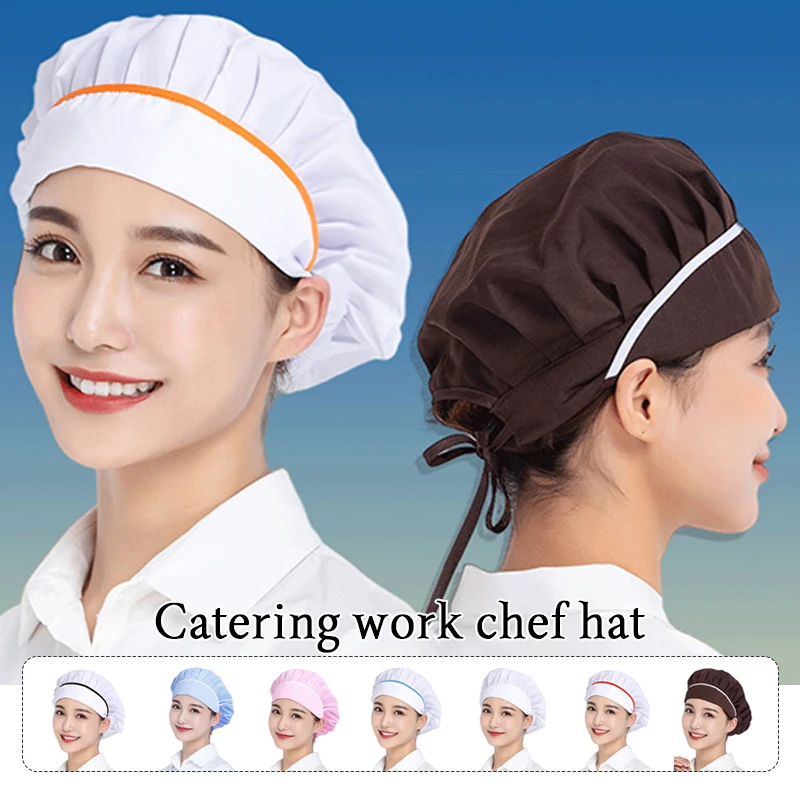 Unisex Fashion Catering Work Hat Mesh Breathable Elastic Chef Hats Cooking Baking Hotel Factory Workshop Uniform Dust Cap workshop cap dust free anti static hat 5 piece