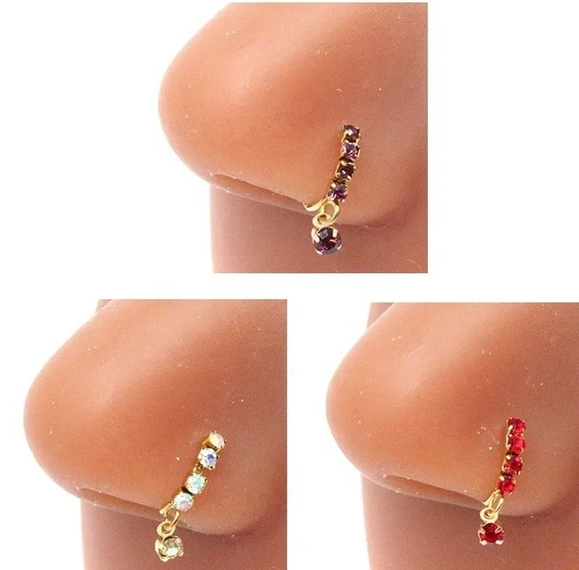 Piercing Jewelry Stainless Steel Nose Stud Nose Ring for women jewelry Piercing Jewelry simple nose stud Oval Link Chain Nose Ring stone hoop nose ring