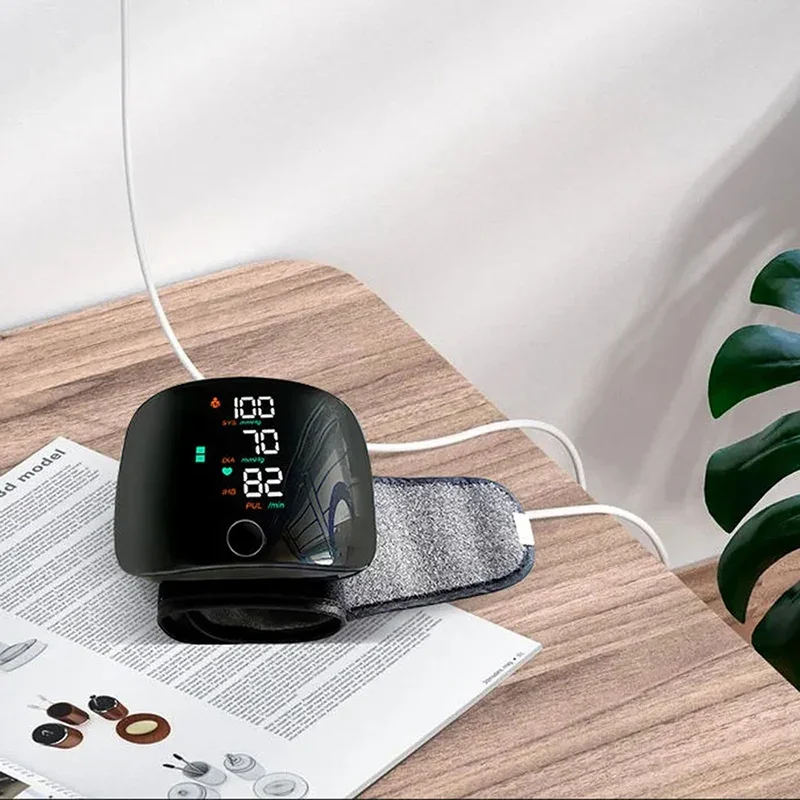 Blood Pressure Monitor Medical Grade LCD Digital Blood Pressure Monitor Heart Rate and Blood Oxygen Detection Rechargeable Wrist Pressure Monitor