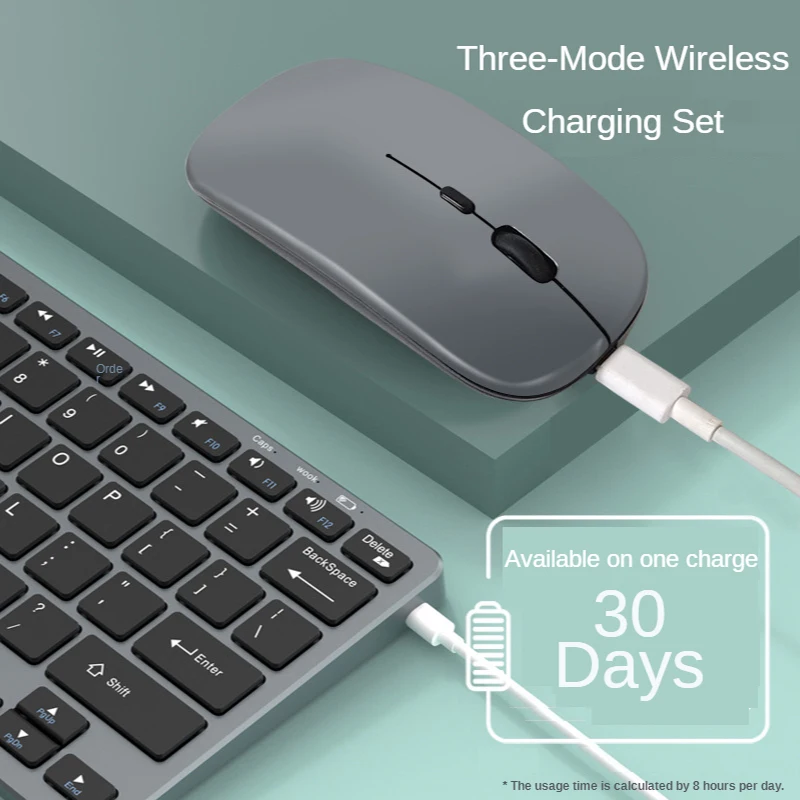 Seenda-mini Teclado e Mouse Multimídia sem Fio Bluetooth 5.0 e 2.4g Mouse Ergonômico para Desktop pc e Laptop - Imagem 4