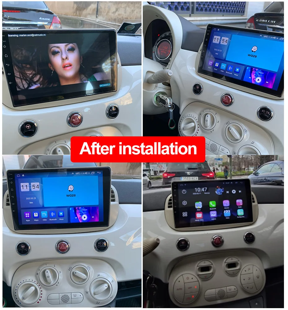 9'' Android 12 8+128G Car Radio Stereo For Fiat 500 With GPS Navigation  Steering Wheel Control Multimedia Carplay& Auto BT WIFI