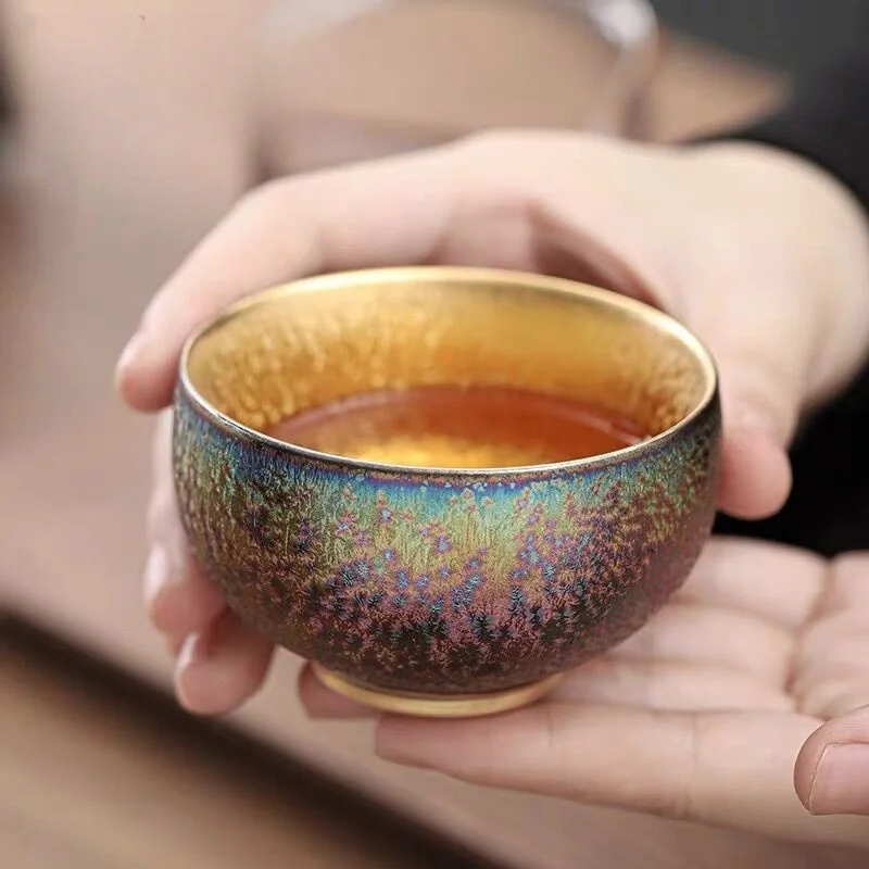 

Dehua master tea kiln change build a fu set high-end surface containing gold