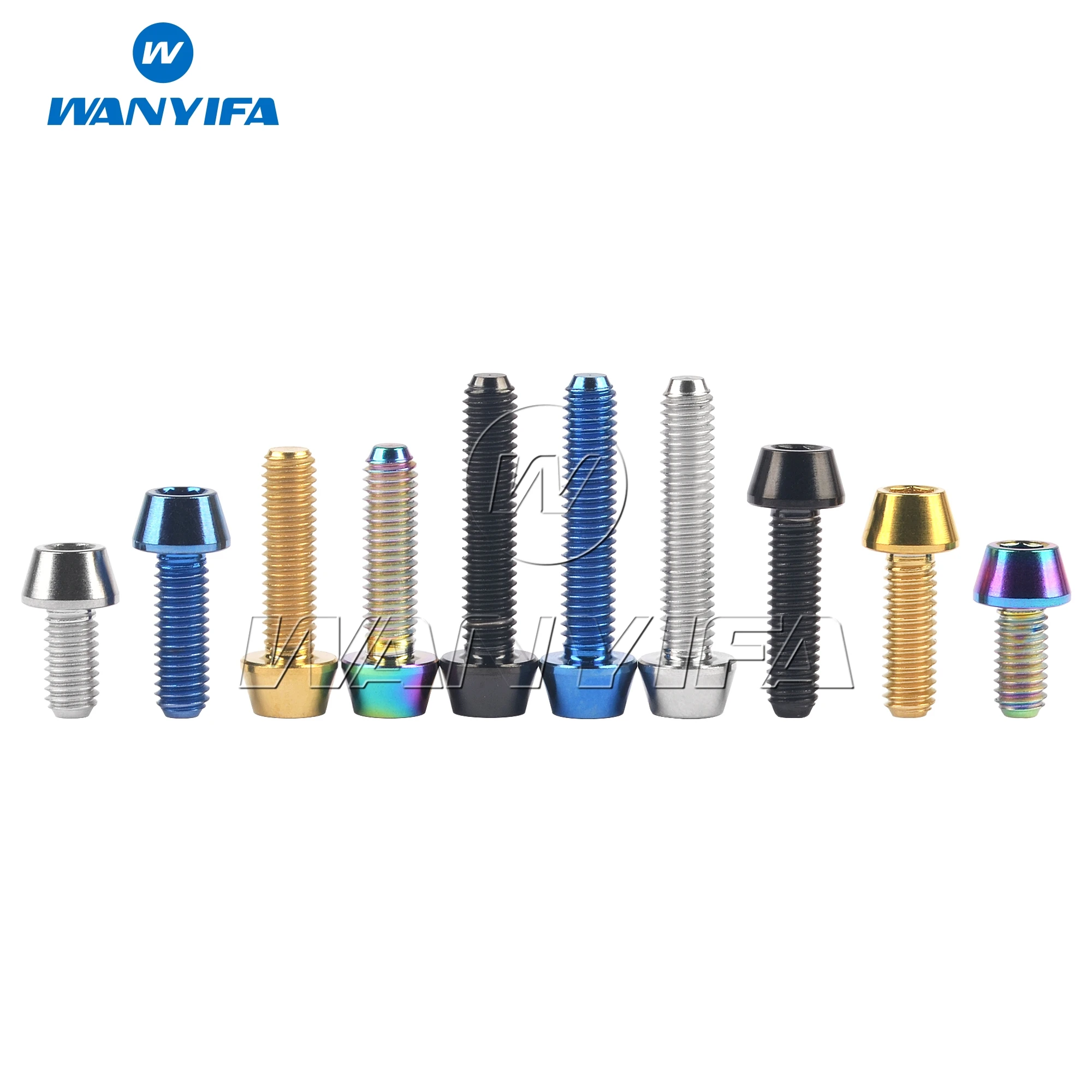 Wanyifa Titanium Ti Bolts M4 x 8 12 15 20mm Allen Key Taper Head Bolt Screw for Bicycle Thumb Shifter titanium bolts