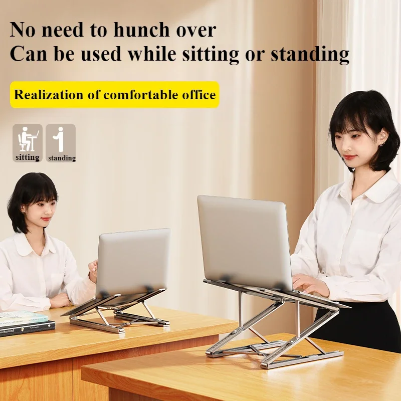 Oatsbasf Alloy Foldable Laptop Stand 7+8 Gear Adjustable Portable Tablet Riser Holder Notebook Computer Cooling Support Bracket